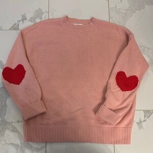 Joe Fresh x Jillian Harris Pink Sweater with Red Heart Accents